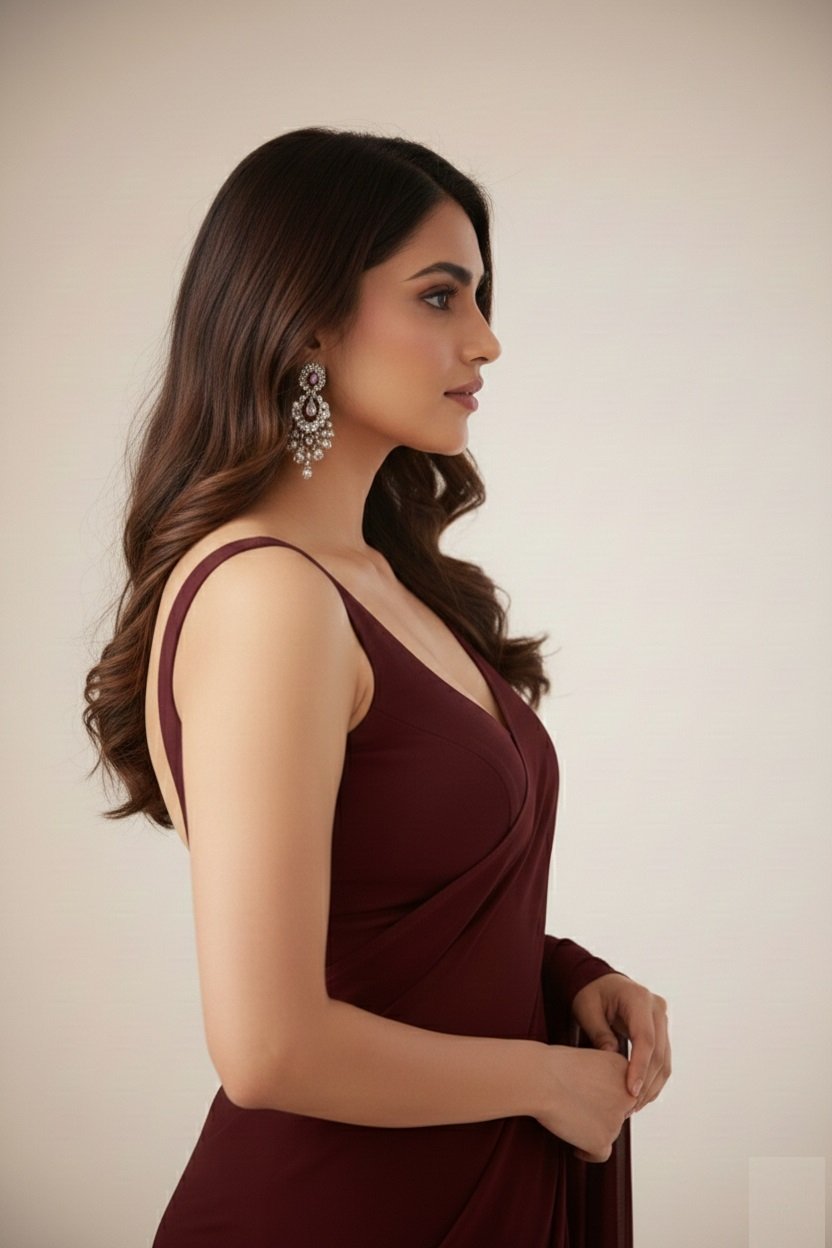 Women's Plain Pure Georgette Saree With Unstitched Blouse Piece (Rocky Aur Rani Ki Prem Kahani Alia Bhatt Saree) - Image 5