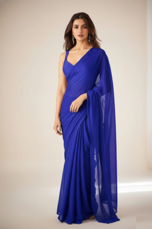 Rocky Aur Rani Ki Prem Kahani Alia Bhatt Plain Pure Georgette Saree With Unstitched Blouse Piece