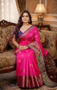 Woven, Floral Print, Geometric Print, Border Banarasi Jacquard, Brocade Saree