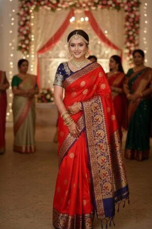 Woven, Floral Print, Geometric Print, Border Banarasi Jacquard, Brocade Saree