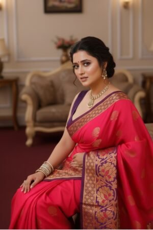 Woven, Floral Print, Geometric Print, Border Banarasi Jacquard, Brocade Saree
