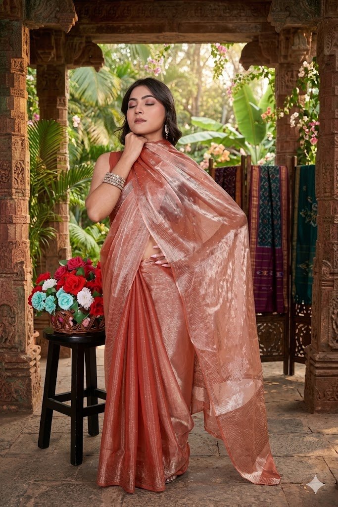 Women's Fancy Chiffon Soft Silk Saree | Intricate Crystal Stone Work | Heavy Designer Border | Includes Unstitched Blouse Piece - Image 2